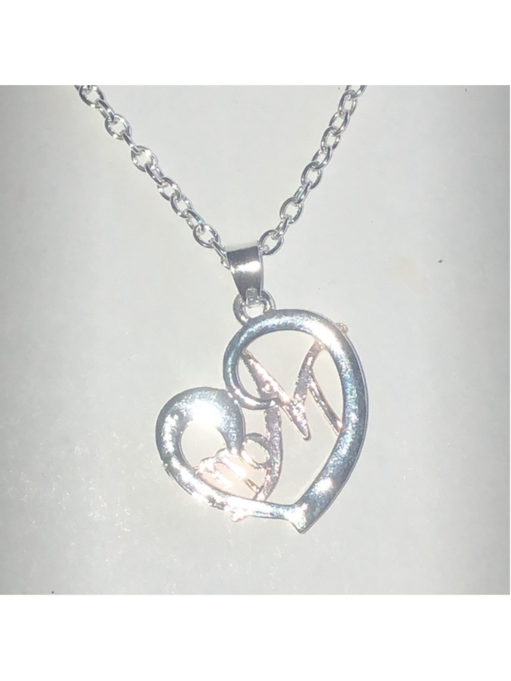 Silver Tone Gold Tone Heart 'Mom' Pendant Necklace - Picture 6 of 6